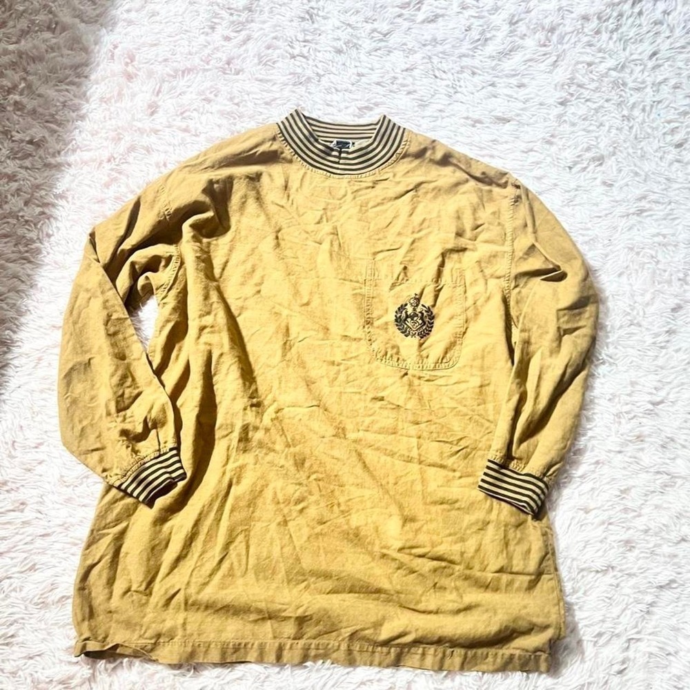 Vintage Sporty Rugby High Neck Crew Shirt Mens M Crest Preppy Boarding School